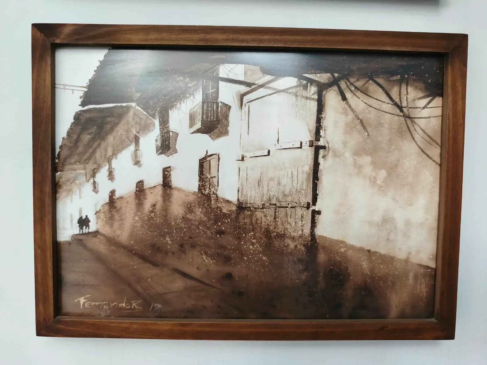 Acuarela de una calle colonial cajamarquina en el hotel