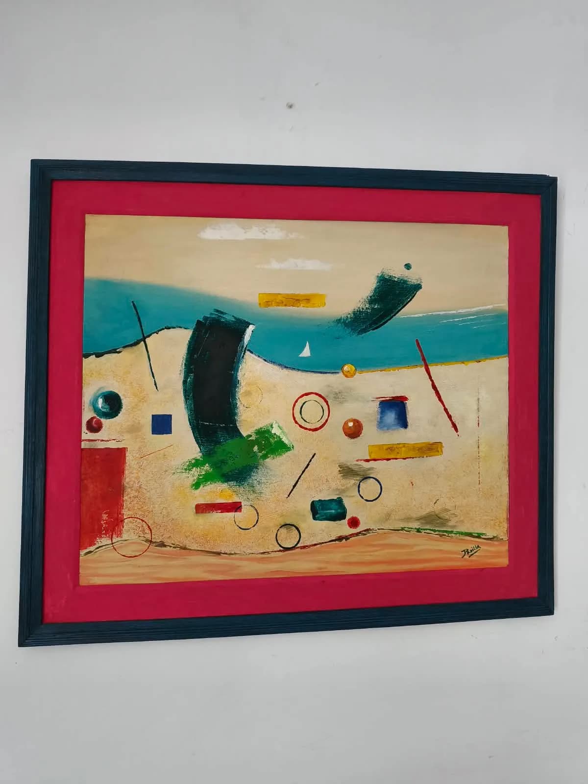 Obra abstracta enmarcada de la colección artística del hotel